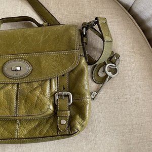Leather Green Fossil Crossbody